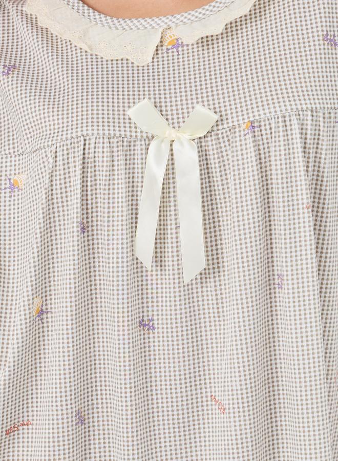 Take Two Take Two All-Over Print Lace Detail Nightdress  - Image 3