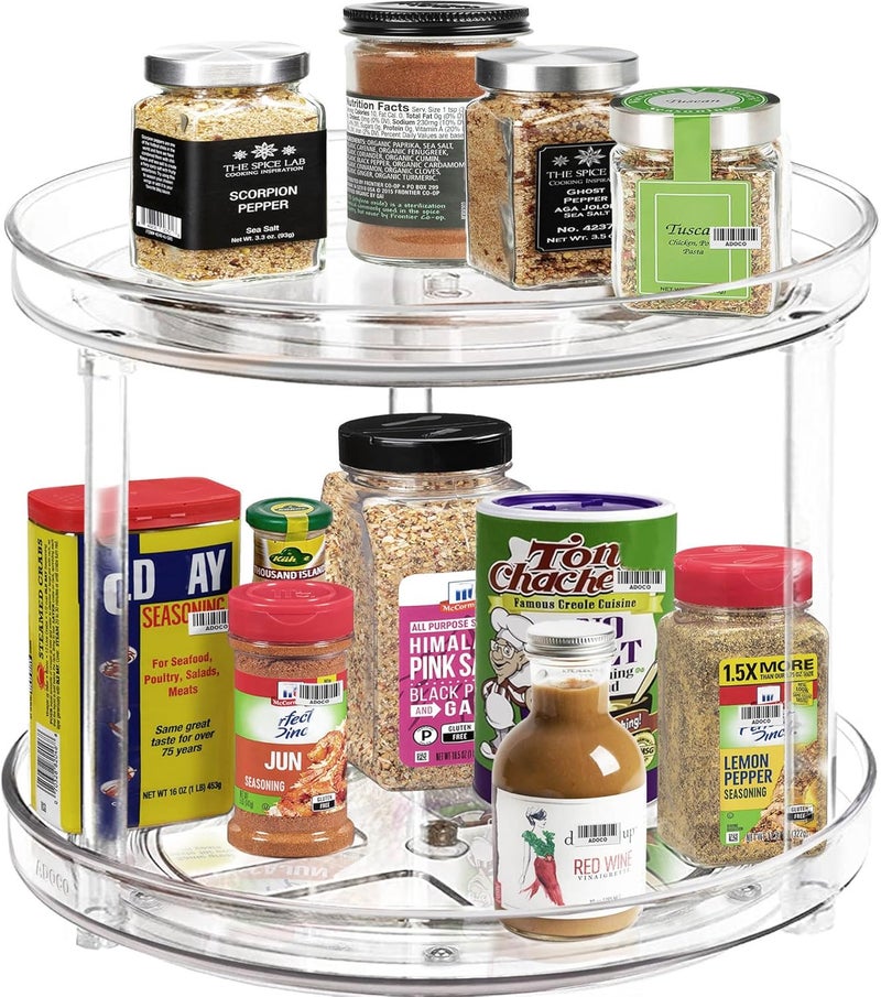 Adoco 2 Tier Lazy Susan, 10.6 Inch Clear Makeup & Skincare Organizer, Bathroom Countertop Perfume Organizer - Image 2