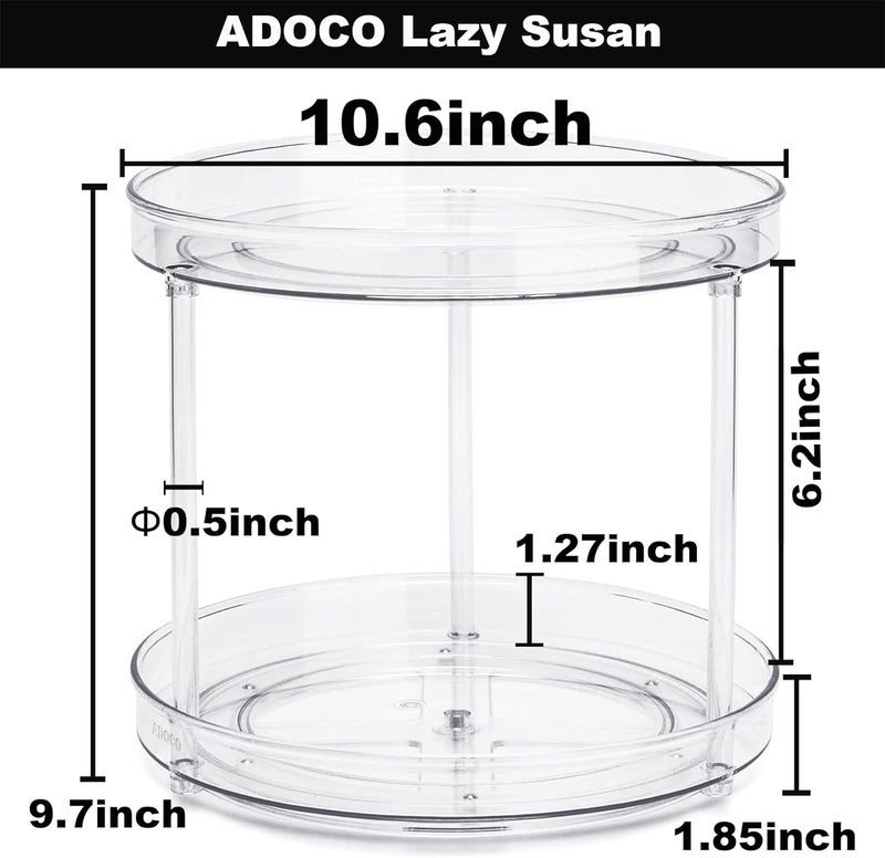 Adoco 2 Tier Lazy Susan, 10.6 Inch Clear Makeup & Skincare Organizer, Bathroom Countertop Perfume Organizer - Image 5