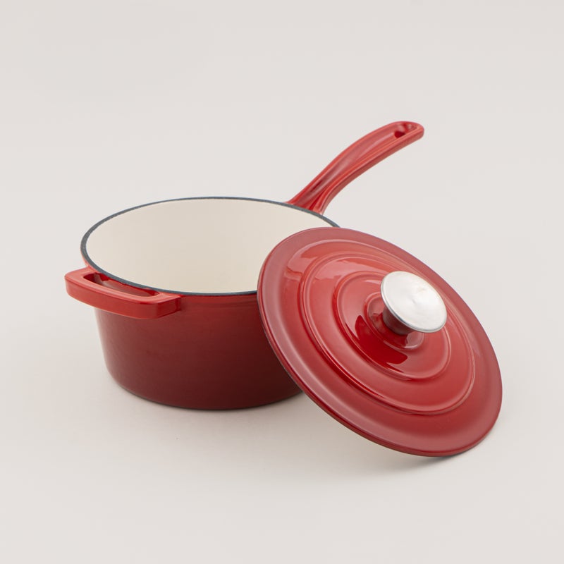 ألبرتو قدر صوص من الحديد الزهر المطلي بالمينا 2 لتر، أحمر - Image 3