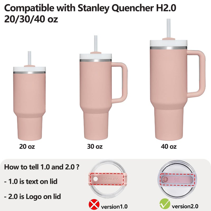 DUNLAGUE Silicone Spill Stopper Set Compatible with Stanley Cup 2.0 30oz & 40oz with Straw Cover (Set of 2  Pink Dusk) - Image 4