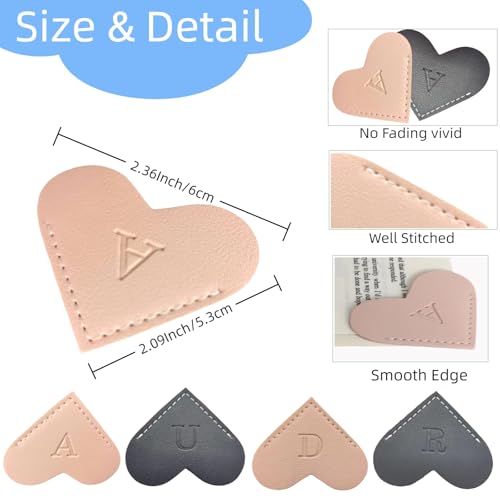Wayzton Personalized Leather Book Marks, Heart Bookmark, Unique Cute Handmade Letter Bookmarks Accessories for Reading Women, Teacher, Student, Book Lovers Book Mark Gifts (Pink, A) - Image 2