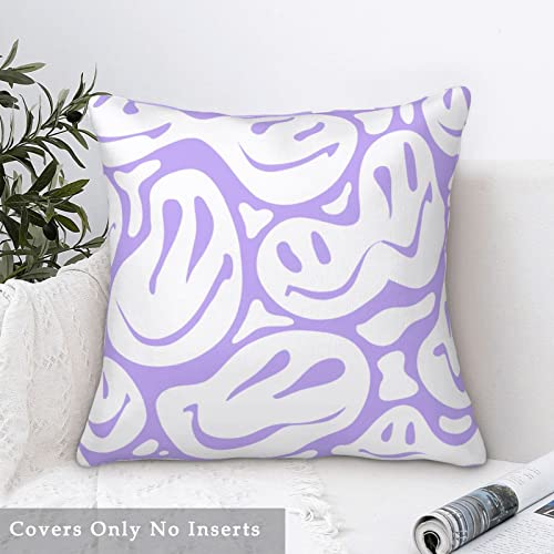 Pecfamly Light Purple Preppy Smile Face Throw Pillows, Light Purple Room Decor Preppy Aesthetic for Teen Girls, Teenage Girl Bedding (18"X18", Set of 2, No Inserts) - Image 4