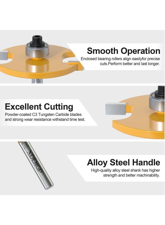 XDENGP Rabbet Router Bit Set 1/4 Shank, Rabbeting Router Bits 1pcs with 6 Bearings for Interchangeable and Adjustable Multi Depths Cutter 1/8", 1/4", 5/16", 3/8", 7/16", 1/2" - Image 5