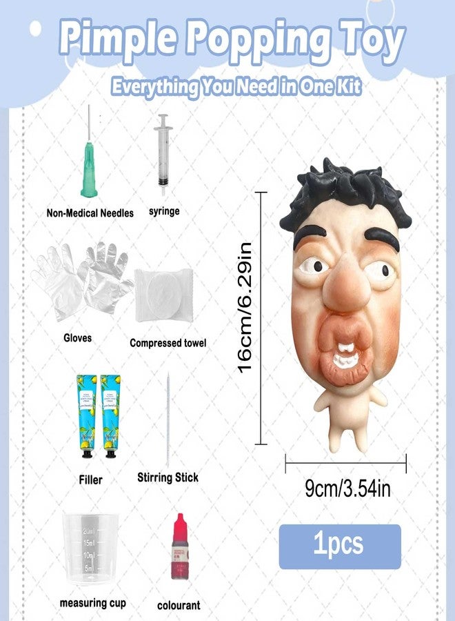 CIYOJA Pimple Popping Toy Squishy Toys Stress Relief Squeeze Toy - Large Reusable Silicone Pimple Popper Fidget Toy Set Soft Sensory Toy for Adults ASMR Satisfying Play Includes 2 Filling Creams (GrumpFace) - Image 4