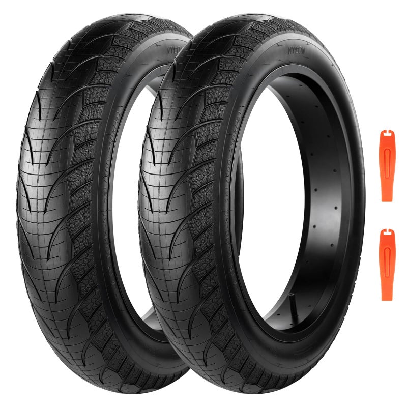 Balinge E-Bike 20x4.0 Fat Tire 20 x 4 Fat Tire 2 Pack Heavy Duty High-Performance Wear-Resistant Mountain Snow Bike Tire, E-Bike Tires 20x4, 20x4 Tire, Blackï¼Œ2Tires 2 Levers - Image 1