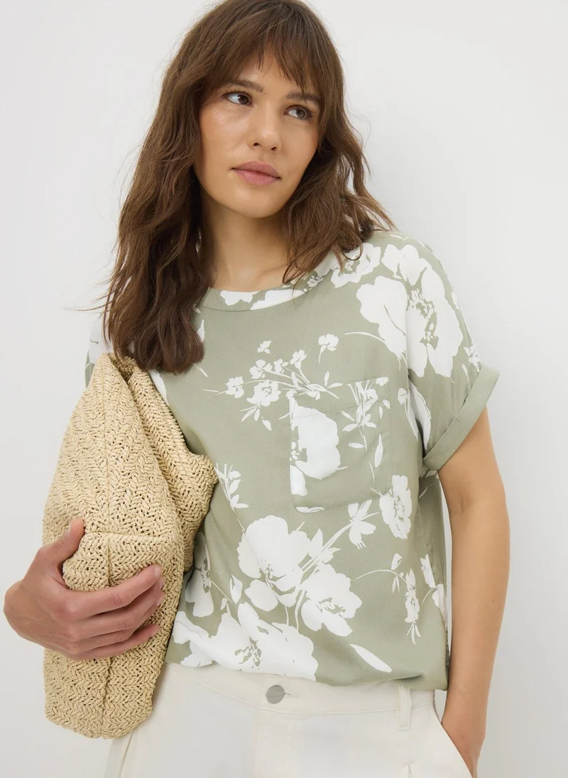 Matalan Green Floral Pocket Box Top