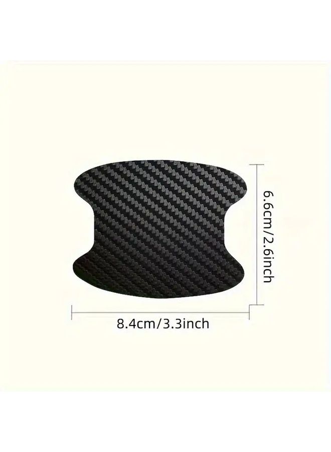 Carbon Fiber Car Door Handle Protector 8pcs Red Orange Scratch Resistant Matte Style Decal - Image 2