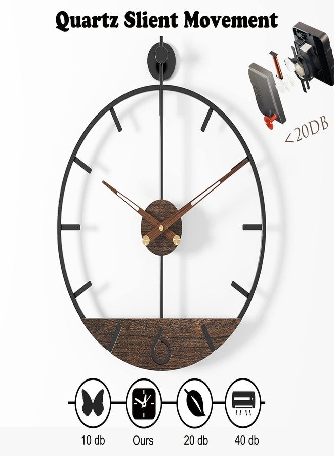 DAYDAYART Modern Wood Walnut Dial Wall Clock, 15.8IN - Image 4