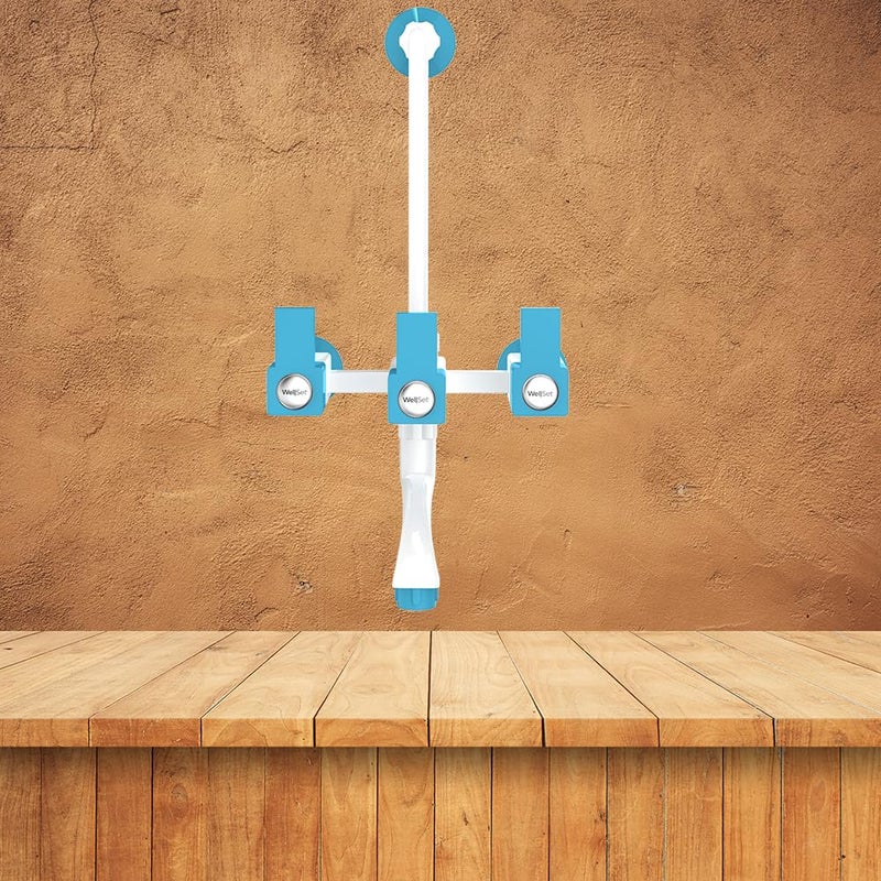 Well Set PTMT Wall Mixer With Provision For Over Head Shower and Long Bend Pipe - Image 1