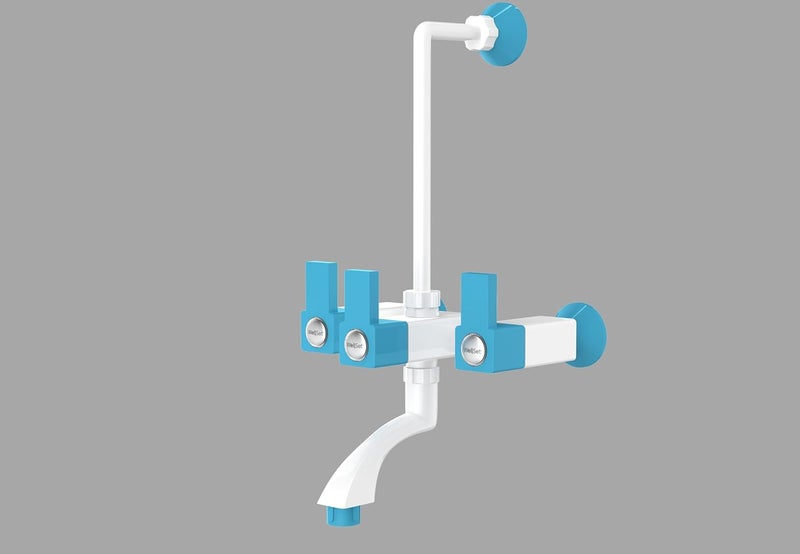 Well Set PTMT Wall Mixer With Provision For Over Head Shower and Long Bend Pipe - Image 2