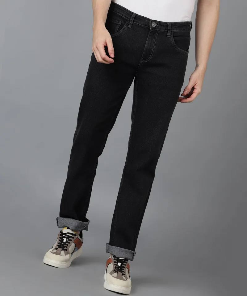 Urbano Fashion Urbano Fashion Men's Grey Regular Fit Washed Jeans Stretchable