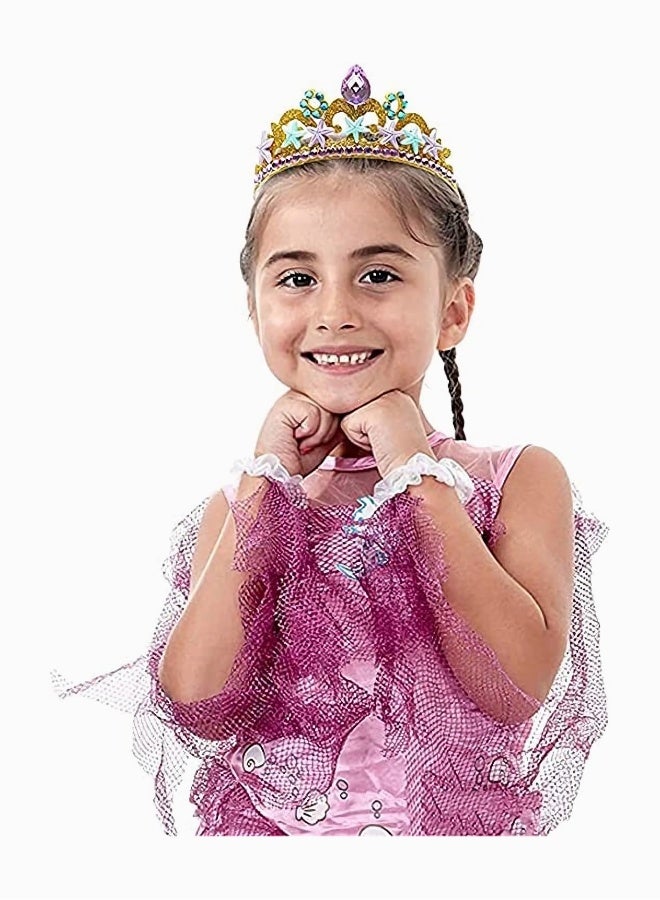 فستان أميرة للأطفال مع تاج ذهبي لتزيين عيد الميلاد للبنات وأكسسوارات الزي - Image 3