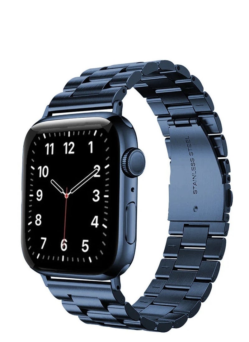 JAJEEK Stainless Steel Strap for iWatch 49mm, 46mm, 45mm, 44mm, 42mm – Blue Metal Replacement Band for Apple Watch Ultra 3, Ultra 2, Ultra, Series 10, 9, 8, 7, SE, 6, 5, 4, 3, 2, 1 – Durable, Adjustable, Elegant Design - Image 1