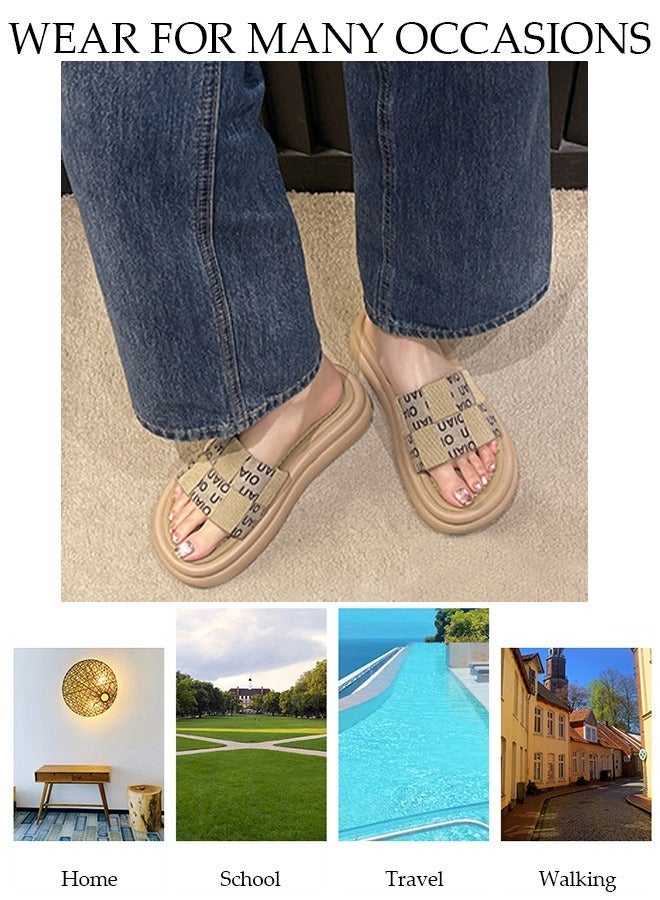 DUNISO Women's Summer Walking Sandals Air Cushion Support Platform Open Tole Slippers Comfortable Casual Wedge Sandals with Non-slip Soles Thick Sole Beach Slippers Indoor and Out Door - Image 2