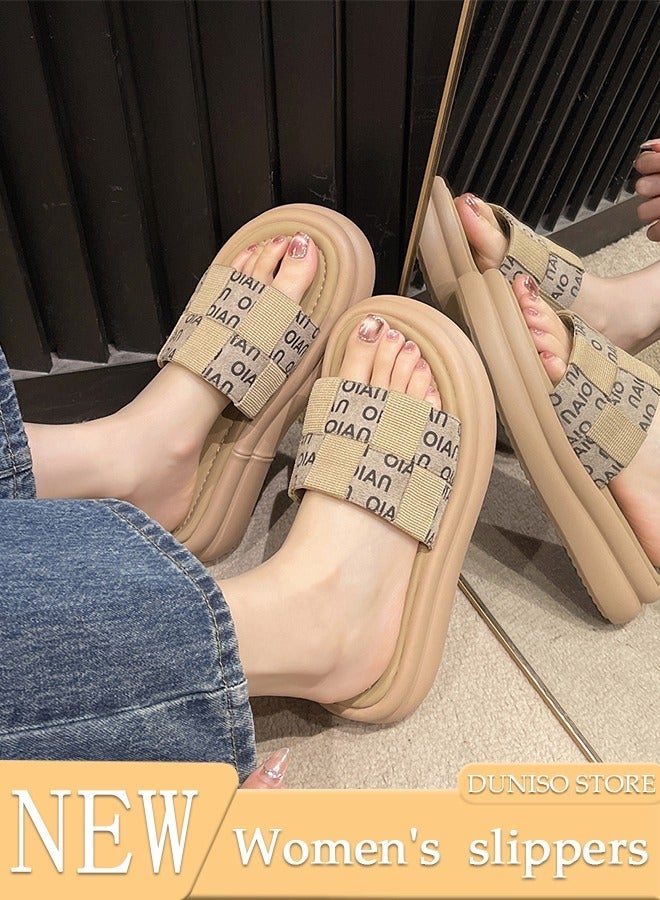 DUNISO Women's Summer Walking Sandals Air Cushion Support Platform Open Tole Slippers Comfortable Casual Wedge Sandals with Non-slip Soles Thick Sole Beach Slippers Indoor and Out Door - Image 1