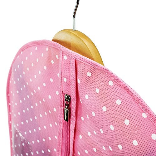 Hangerworld Breathable Clothes Cover 152 cm Pink/White Polka Dot Clothes Cover - Image 5