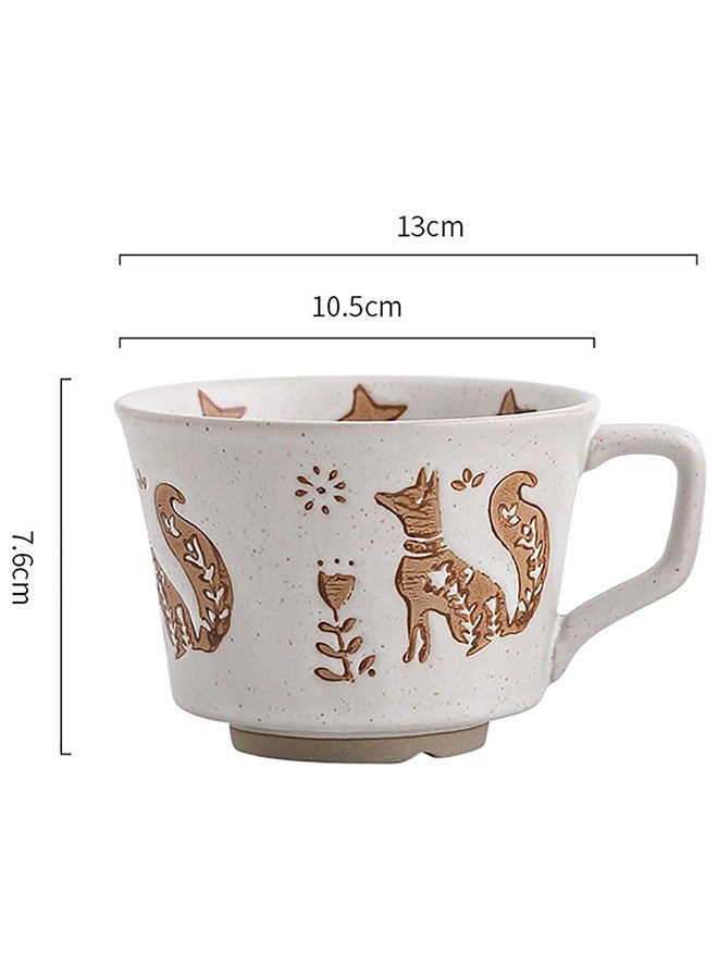 كوب قهوة/ماء ياباني خزفي بتصميم ثعلب رمادي مع غطاء، هدية إبداعية مثالية للمكتب، مناسبة للأزواج المتوافقين بأسلوب كلاسيكي. - Image 2