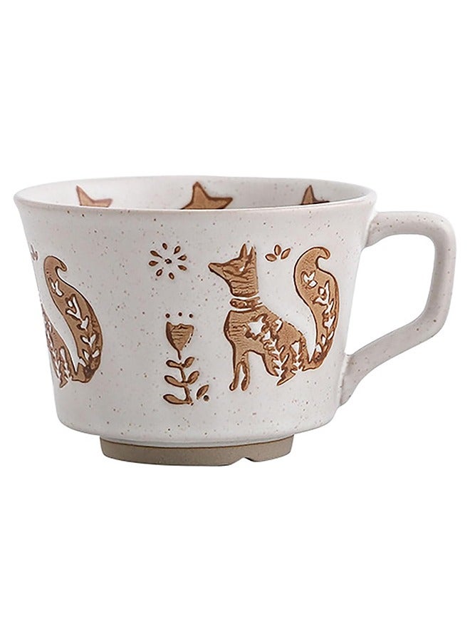 كوب قهوة/ماء ياباني خزفي بتصميم ثعلب رمادي مع غطاء، هدية إبداعية مثالية للمكتب، مناسبة للأزواج المتوافقين بأسلوب كلاسيكي. - Image 1