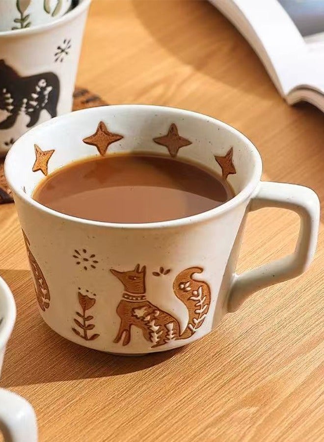 كوب قهوة/ماء ياباني خزفي بتصميم ثعلب رمادي مع غطاء، هدية إبداعية مثالية للمكتب، مناسبة للأزواج المتوافقين بأسلوب كلاسيكي. - Image 5