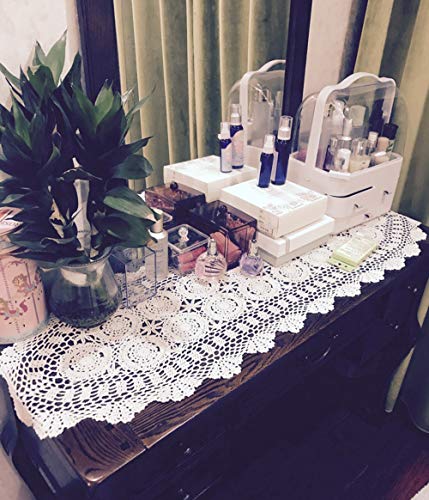 Damanni Oval Cotton Handmade Crochet Lace Table Runner Doilies Dresser Scarf,15 Inch by 35 Inch，White - Image 3