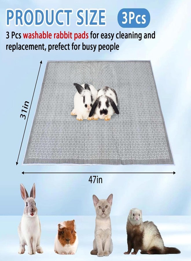 كاثسون مجموعة كاتسون من 3 قطع من بطانات أقفاص الأرانب، قابلة للغسل، مقاس 31 بوصة × 47 بوصة، قابلة لإعادة الاستخدام، بطانة قفص خنازير غينيا، سجادة أرضية ناعمة للأرانب، سجادة أرانب مانعة للانزلاق، سجادة فائقة الامتصاص للأرانب، مناسبة للهامستر والنموس وجميع الحيوانات الصغيرة. - Image 2