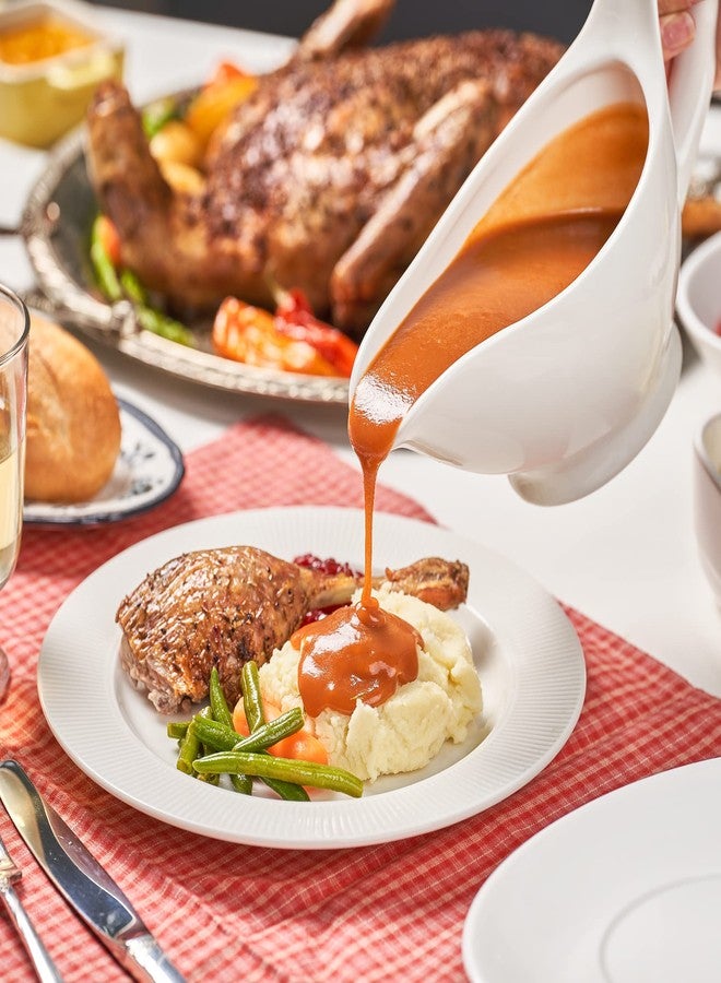 Dinnerlit وعاء تقديم المرق مع صحن - وعاء من البورسلين الفاخر سعة 16 أونصة للصلصة وتتبيلة السلطة (أبيض) - Image 4