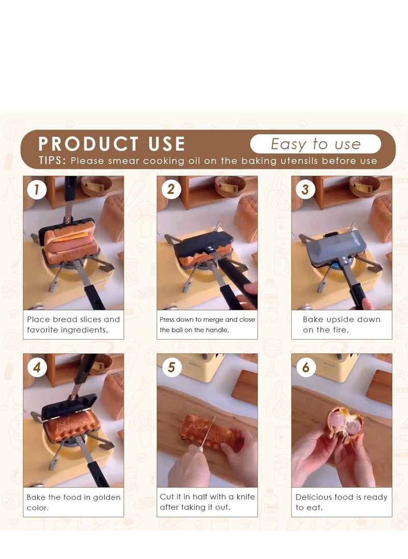 Generic - Hot Sandwich Maker, Hot Dog Toaster, Double-Sided Sandwich Baking Pan, Double Sided Frying Pan, Grilled Cheese Maker Nonstick Sandwich Maker Flip Grill Pan for Breakfast Pancakes, Omelets, Toast - Image 1