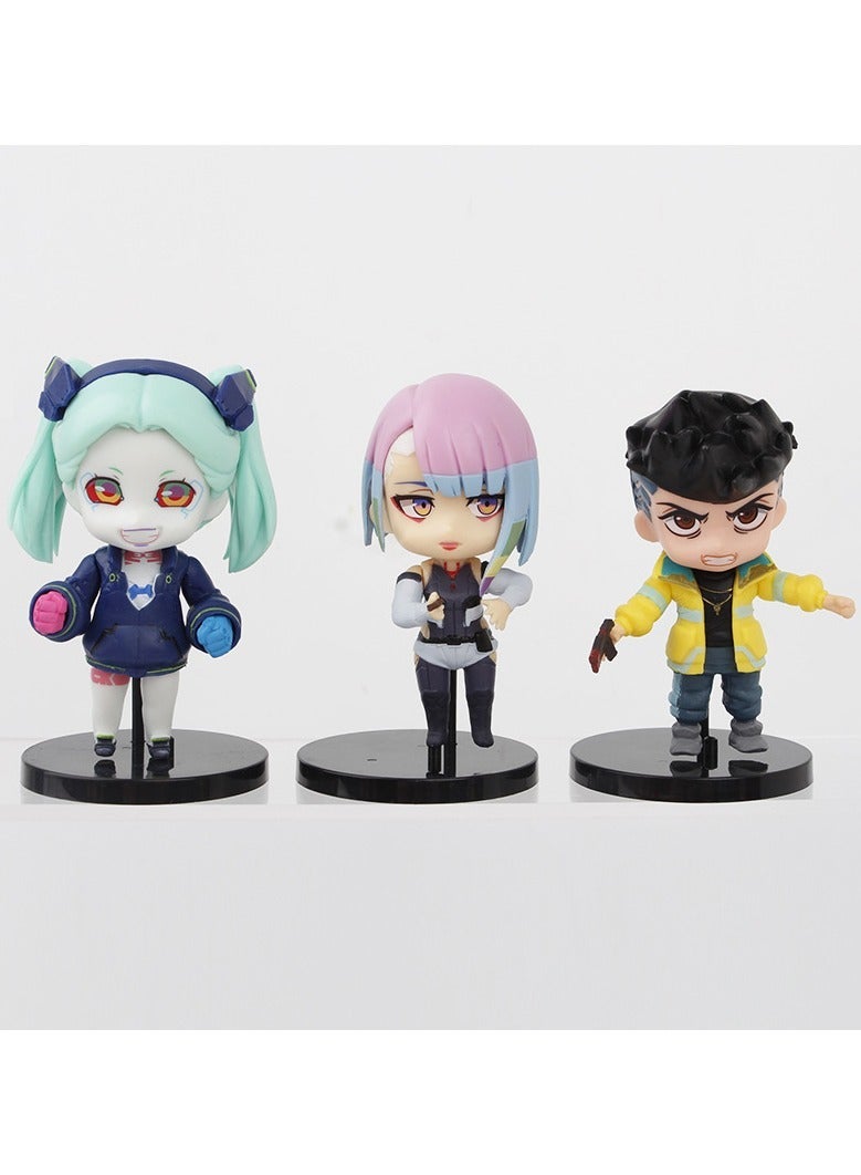 6-piece set of anime cartoon figurines and models cute Cyberpunk Edge Runners exquisitely restored cake car decor - Image 3