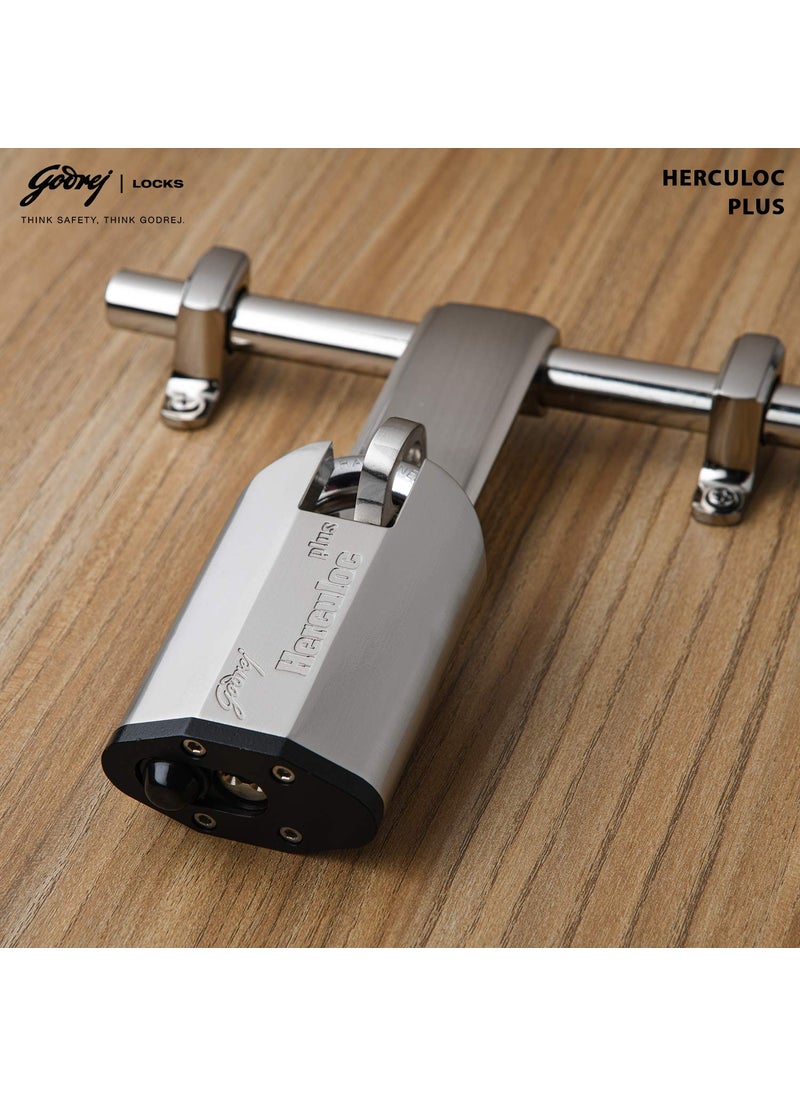 Godrej Locking Solutions and Systems Godrej Locking Solutions and Systems Herculoc Plus 4 Keys Padlock Silver Polished Finish Brass  - Image 2
