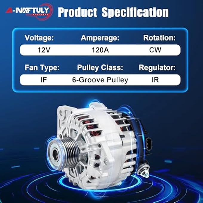A-NAFTULY New Alternator Replacement for 2007-2013 Nissan Altima L4 2.5L, 2007-2012 Sentra, 2011-2013 Rogue, 110A High Output Alternator Fits for AVA0074, 11258N, 11258, 23100-JA02A, 23100-JA02B - Image 3