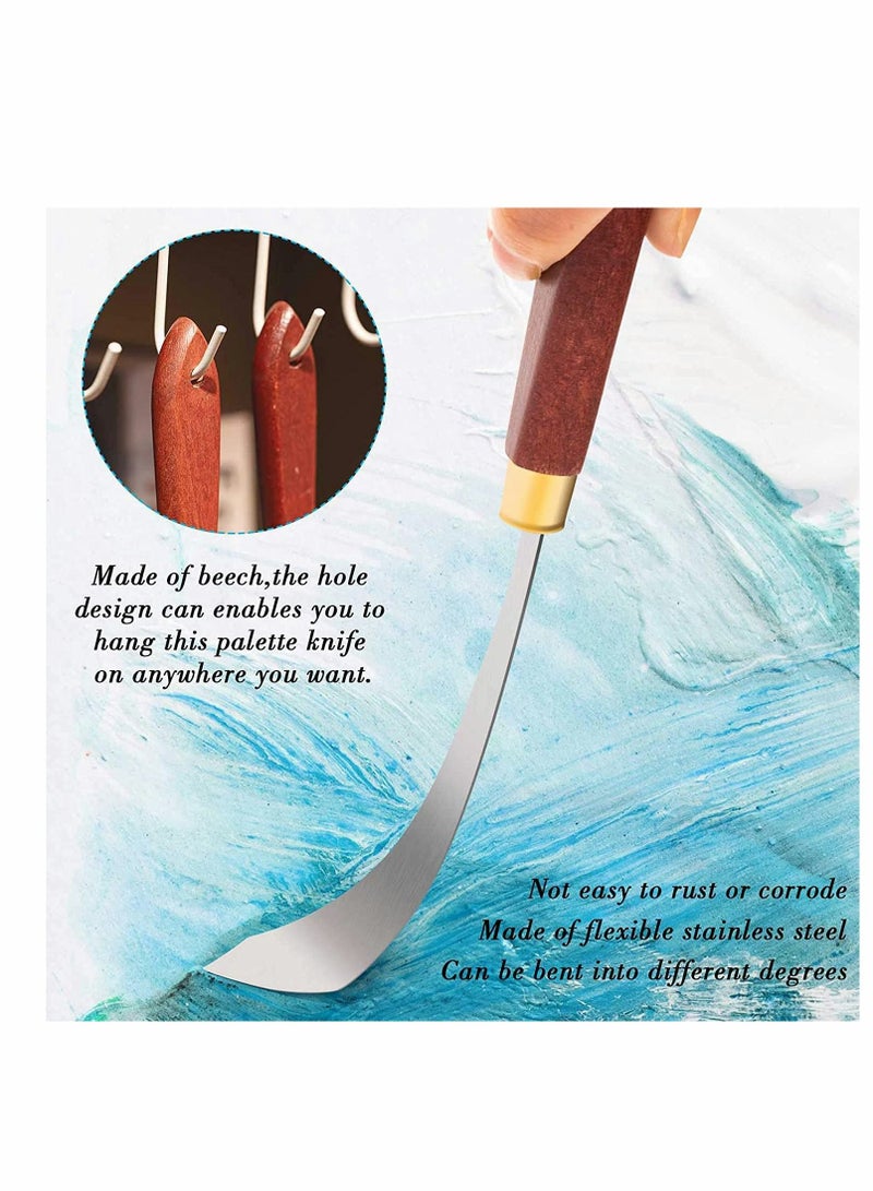 Painting Knife Set, Painting Mixing Scraper Stainless Steel Palette Knife, Painting Art Spatula with Wood Handle Art Painting Knife, Tools for Oil Canvas Acrylic Painting  - Image 3