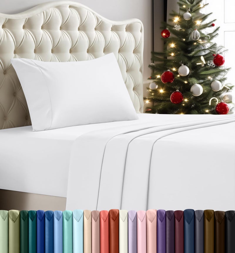 Utopia Bedding Twin XL Sheets - 3 Piece Bedding - Brushed Microfiber - Shrinkage and Fade Resistant - Easy Care (Twin Extra Long White) - Image 1