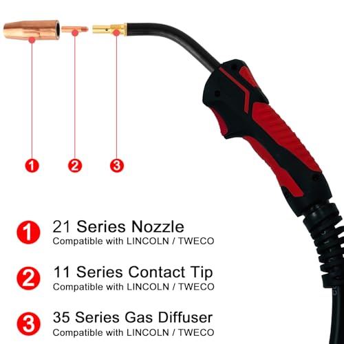 OKBA MIG Welding Gun Torch 100Amp 10ft Replacement for Lincoln Magnum 100L K530-6,Fits Lincoln Mig Gun SP-140T 180T,Easy-Core 140 180,Weld-Pak 125 125HD 140HD etc - Image 2