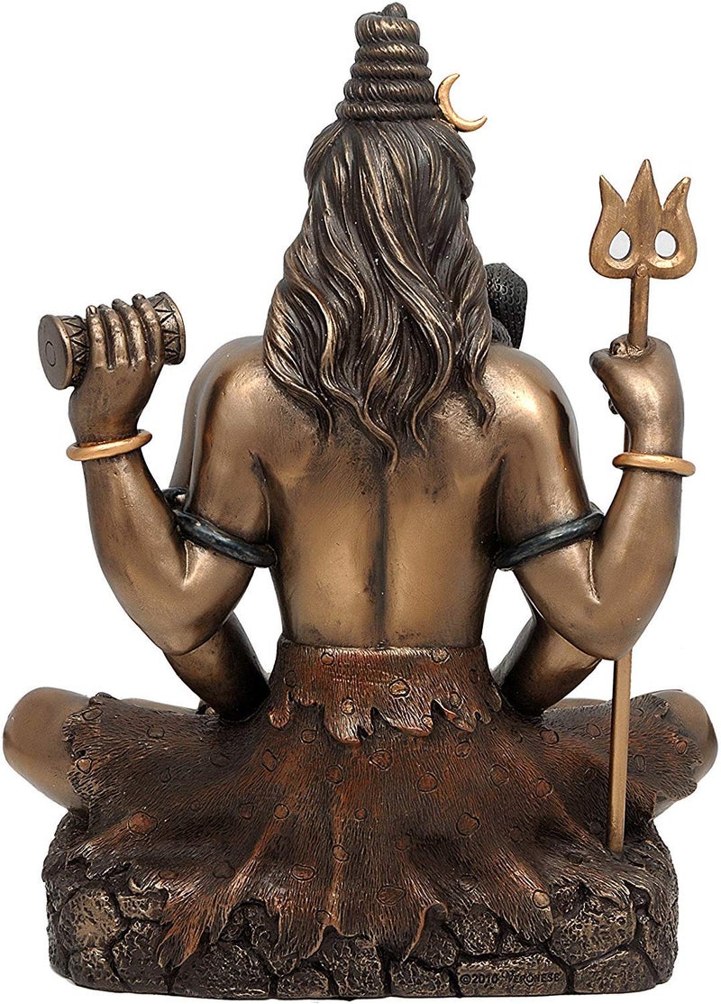 Idol Collections Resin Shiva Sitting with 4 Arms and Tripple Mala Showpiece, 21.5 X 17 X 10 cm, Multicolour, 1 Piece - Image 3