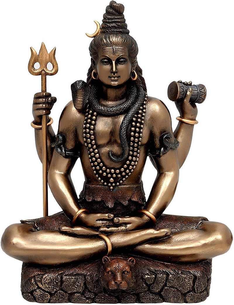 Idol Collections Resin Shiva Sitting with 4 Arms and Tripple Mala Showpiece, 21.5 X 17 X 10 cm, Multicolour, 1 Piece - Image 5