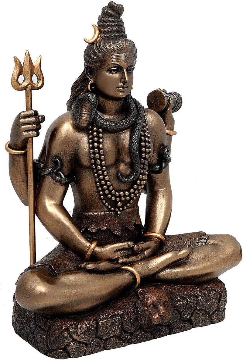 Idol Collections Resin Shiva Sitting with 4 Arms and Tripple Mala Showpiece, 21.5 X 17 X 10 cm, Multicolour, 1 Piece - Image 2