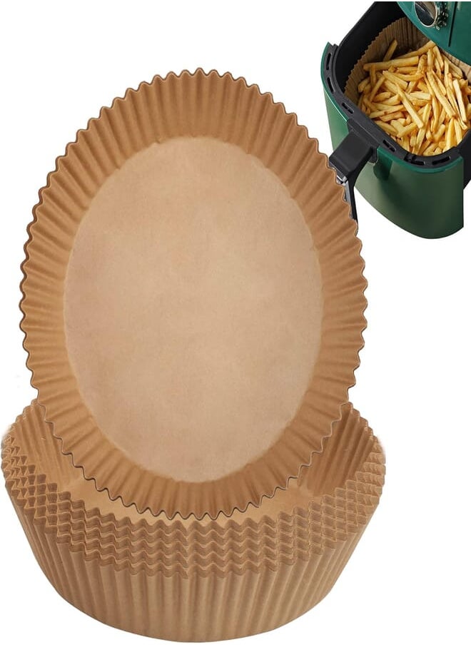 peony man - 100 Pieces Air Fryer Parchment Paper Liners 6.3 Inch Disposable Round Non-Stick Parchment Paper Unperforated Air Fryer Sheets Baking Paper for Air Fryer Microwave Oven Roasting Frying (Wood color) - Image 1