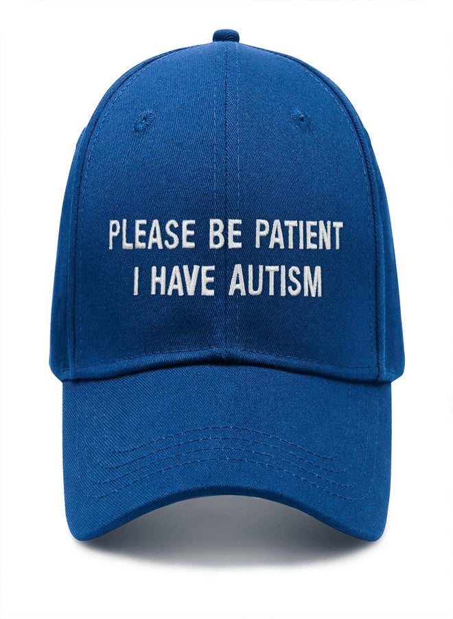 singwe Please Be Patientt I Have Autism Hat Blue Trucker Hat Snapback Baseball Cap Adjustable Embroidered Dad Hat for Men Women - Image 1