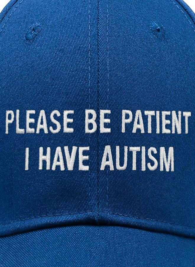 singwe Please Be Patientt I Have Autism Hat Blue Trucker Hat Snapback Baseball Cap Adjustable Embroidered Dad Hat for Men Women - Image 2