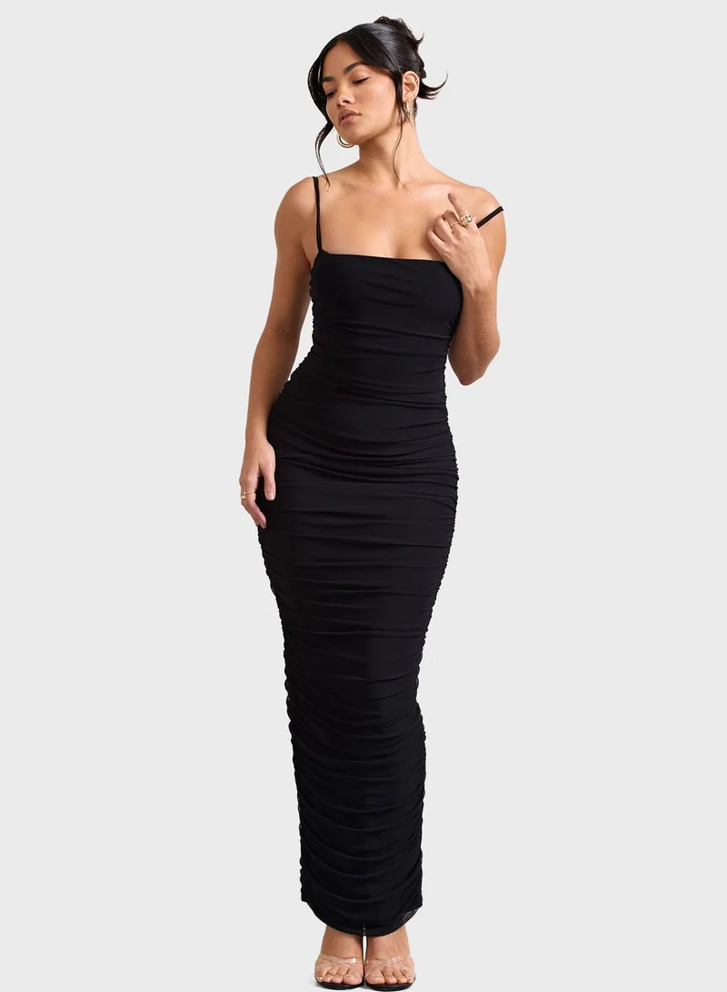 Club L London Strap Detail Ruched Dress