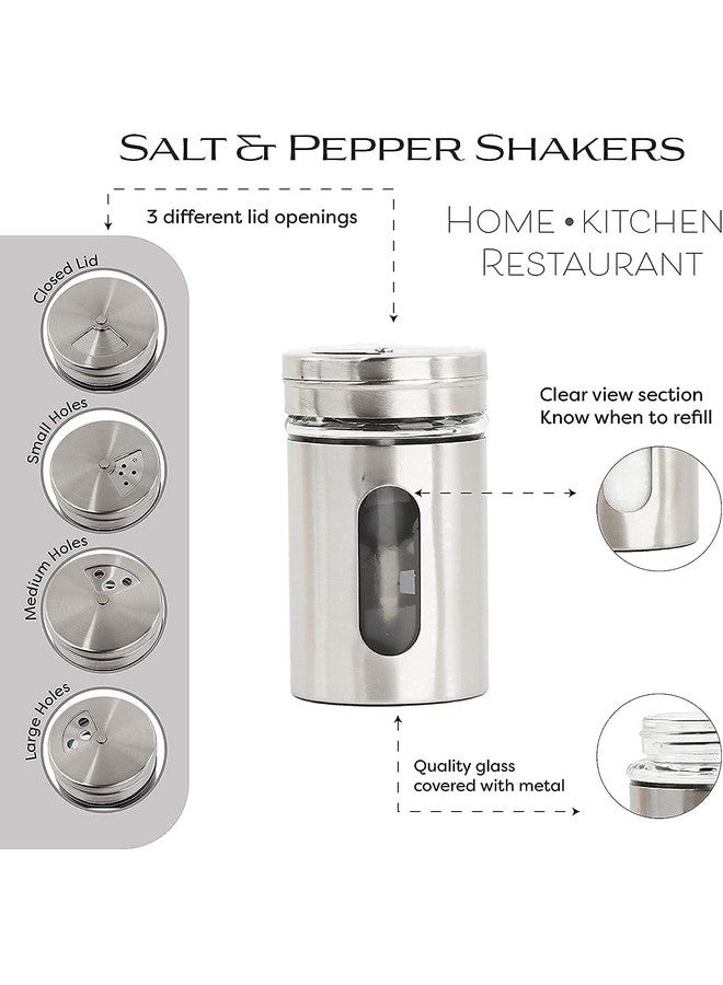 RJ kitchenware Store Spice Jar Stainless Steel & Glass With Holder Stand (Set of 2)-Salt & Pepper Shaker, Oregano,Chilli Flakes, Sugar, Seasoning Sprinkler | Dining Table Masala Box Dabbi - Image 3