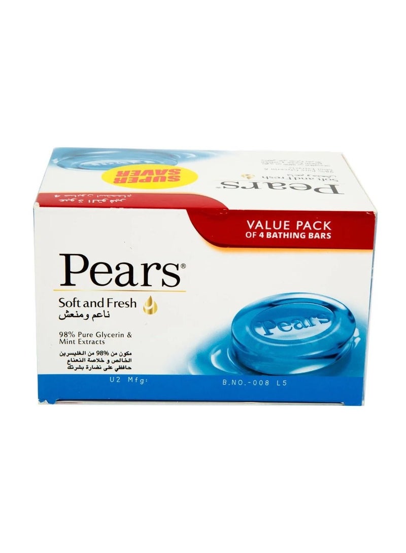 Pears Soft And Fresh Soap 125 grams pack of 4 - Image 1