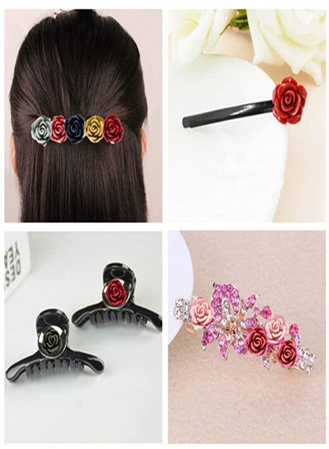 MSCFTFB 60pcs 0.6inch DIY Mixed Resin Roses Flower FlatBacks Cabochons Embellishments for Hair Accessories Phone Case Scrapbooking Decorations - Image 5