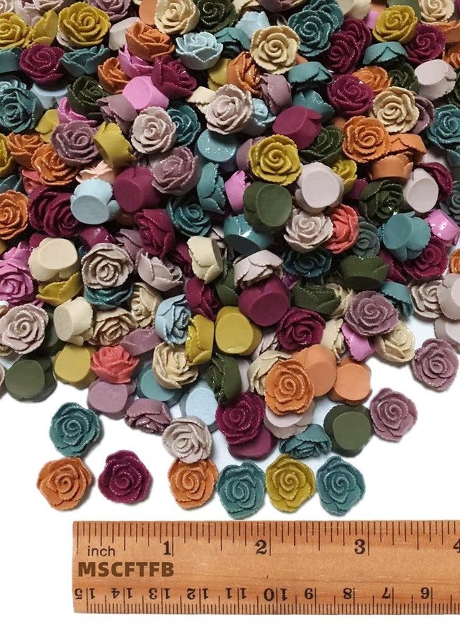 MSCFTFB 60pcs 0.6inch DIY Mixed Resin Roses Flower FlatBacks Cabochons Embellishments for Hair Accessories Phone Case Scrapbooking Decorations - Image 2