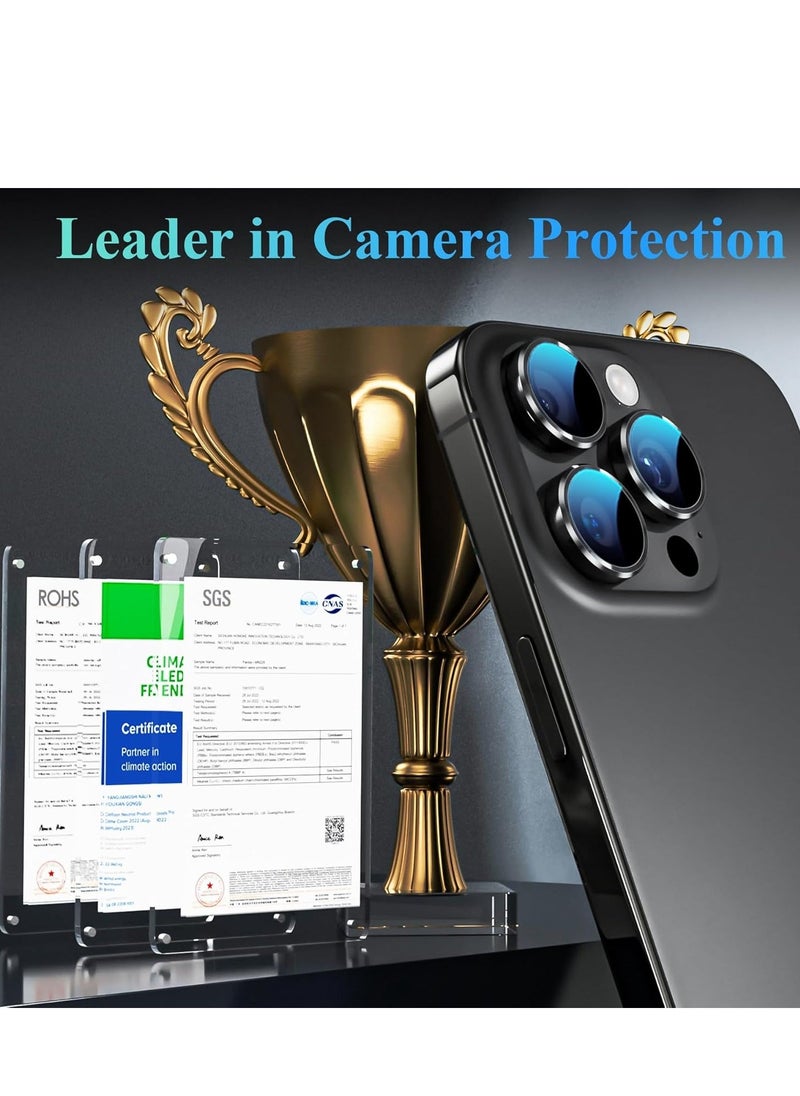 Raxoom Camera Lens Protector for iPhone 16 Pro/Pro Max â€“ Tempered Glass with Metal Frame, 1-Step Installation Tray, Case Friendly, Black Titanium â€“ 2 Pack - Image 2