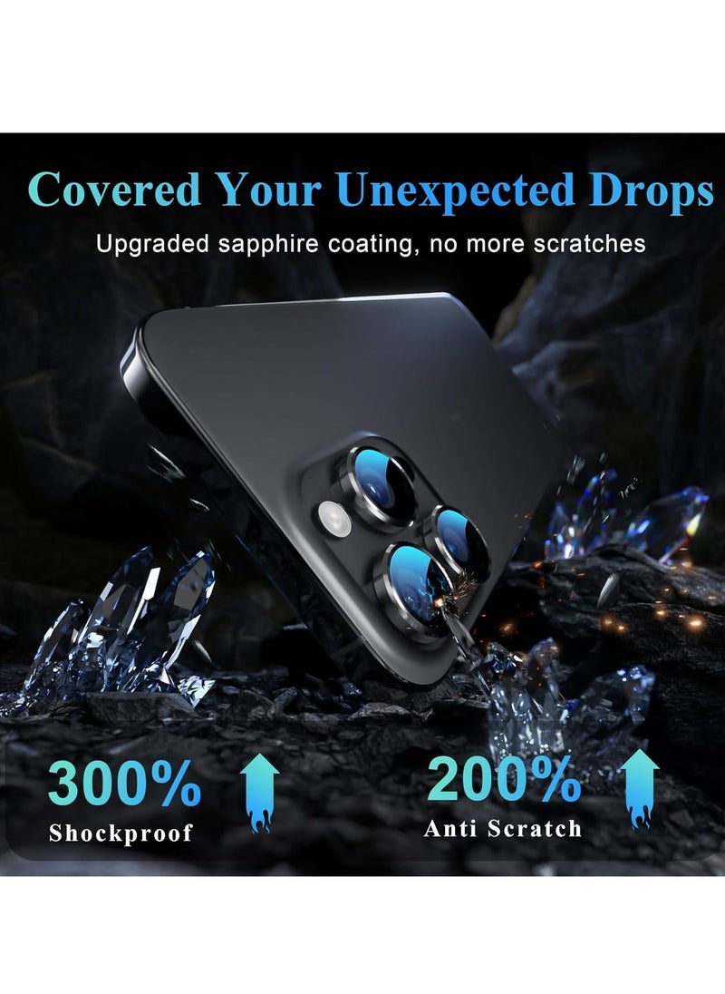 Raxoom Camera Lens Protector for iPhone 16 Pro/Pro Max â€“ Tempered Glass with Metal Frame, 1-Step Installation Tray, Case Friendly, Black Titanium â€“ 2 Pack - Image 3