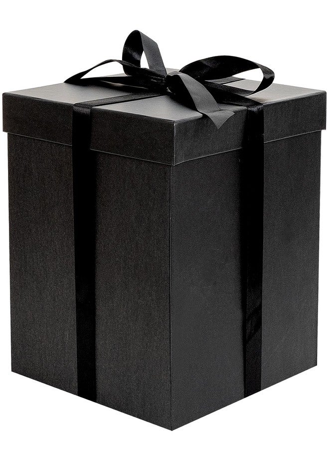 Jaywayang 10" Large Gift Box with Lid and Ribbon, Black Gift Box with Paper Filler for Birthday, Wedding, Valentine's Day, Father's Day, Anniversarry Presents Wrapping. - Image 1