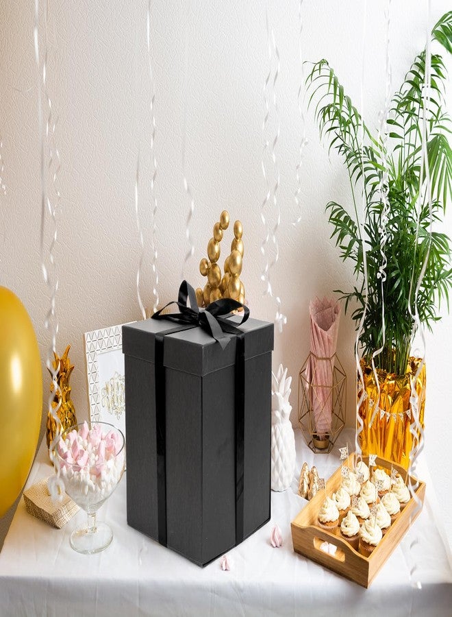 Jaywayang 10" Large Gift Box with Lid and Ribbon, Black Gift Box with Paper Filler for Birthday, Wedding, Valentine's Day, Father's Day, Anniversarry Presents Wrapping. - Image 4