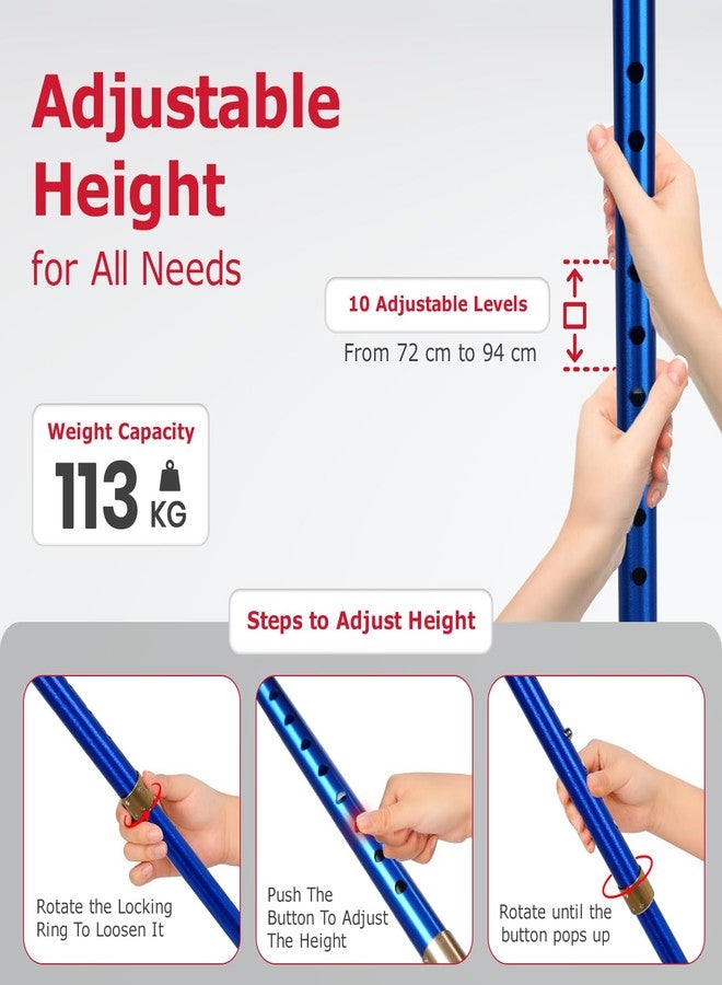 AGEasy Antara AGEasy Walking Stick for Men & Women | Lumina Walking Stick with Built-in LED Torch for Old People | Walk Stick with Adjustable Height | Support Stick for Old People (Blue) (Unibase) - Image 4